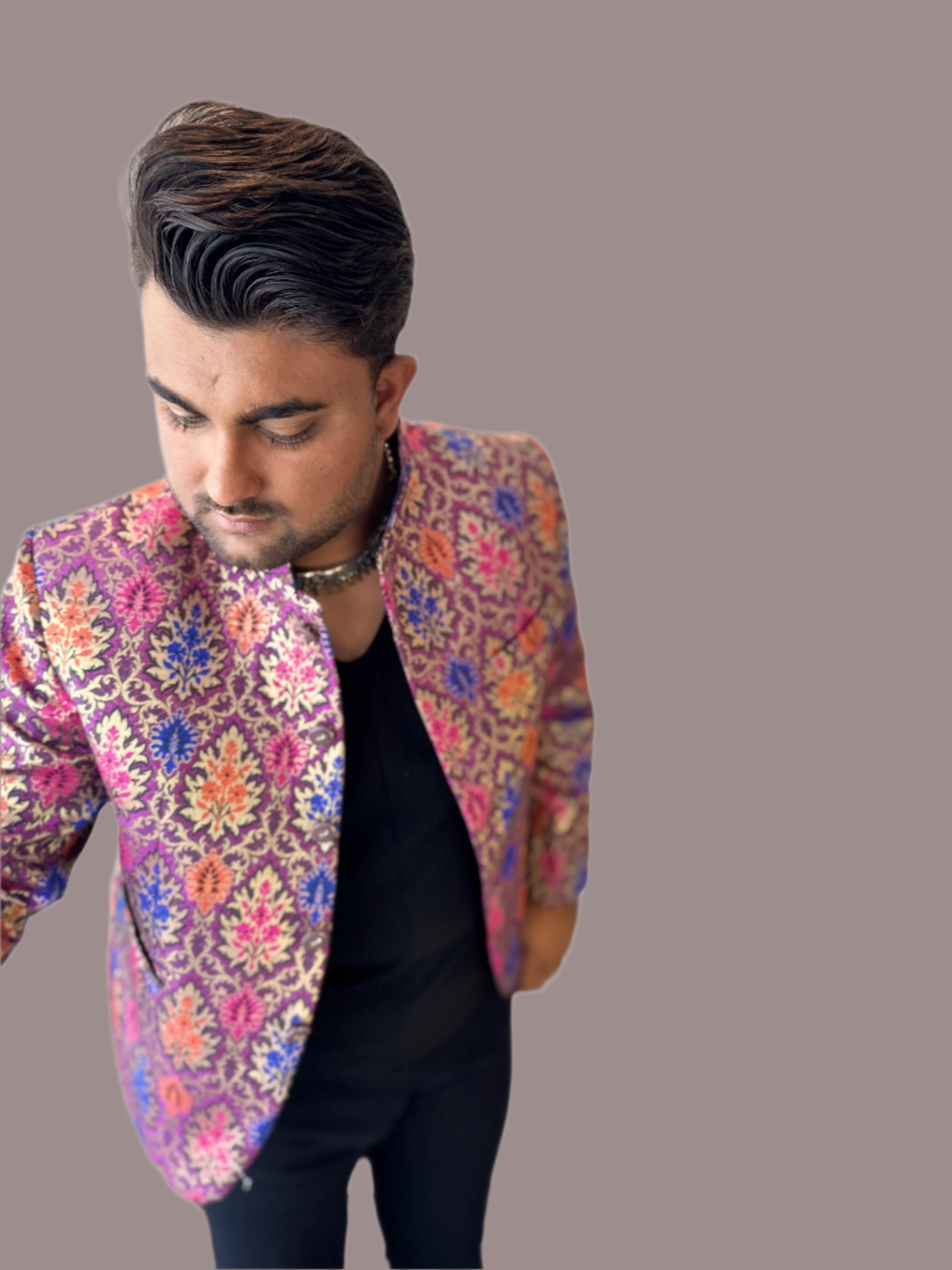 Royal Bloom Brocade Jacket Cropped