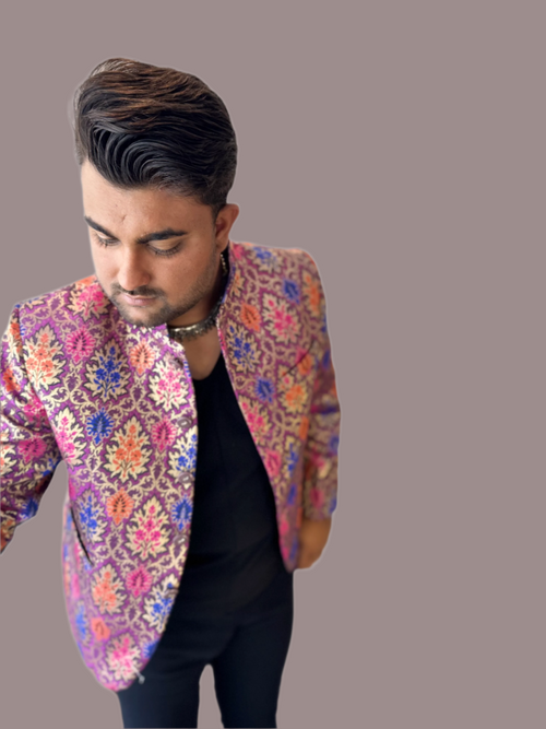 Royal Bloom Brocade Jacket Cropped