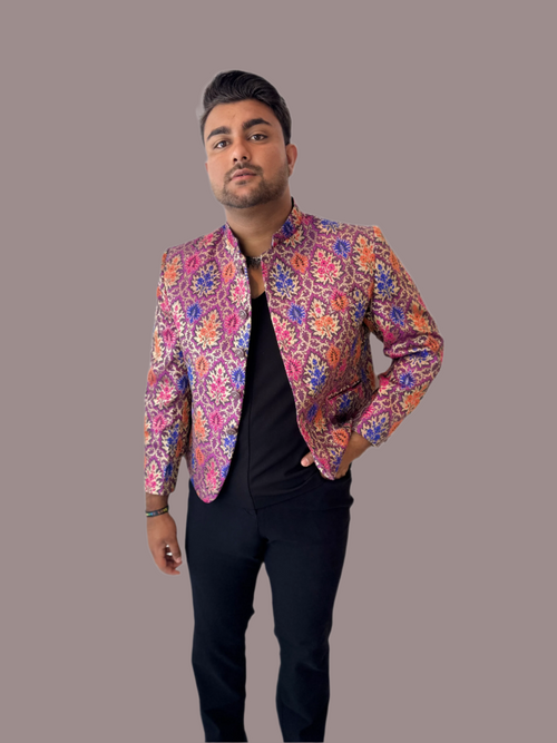 Royal Bloom Brocade Jacket Cropped